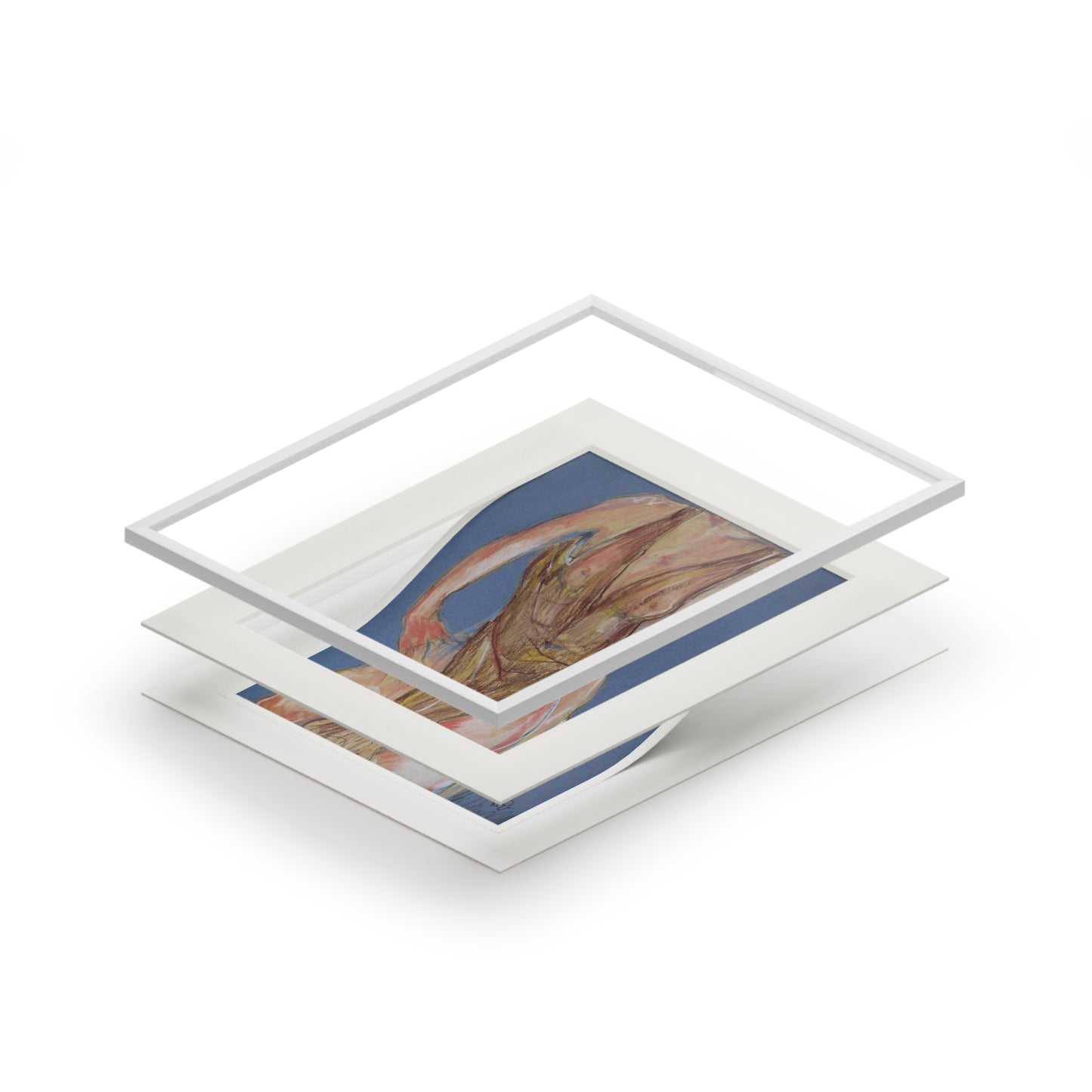Elegant Nude Fine Art Print - Passepartout Framed Artwork for Home Decor