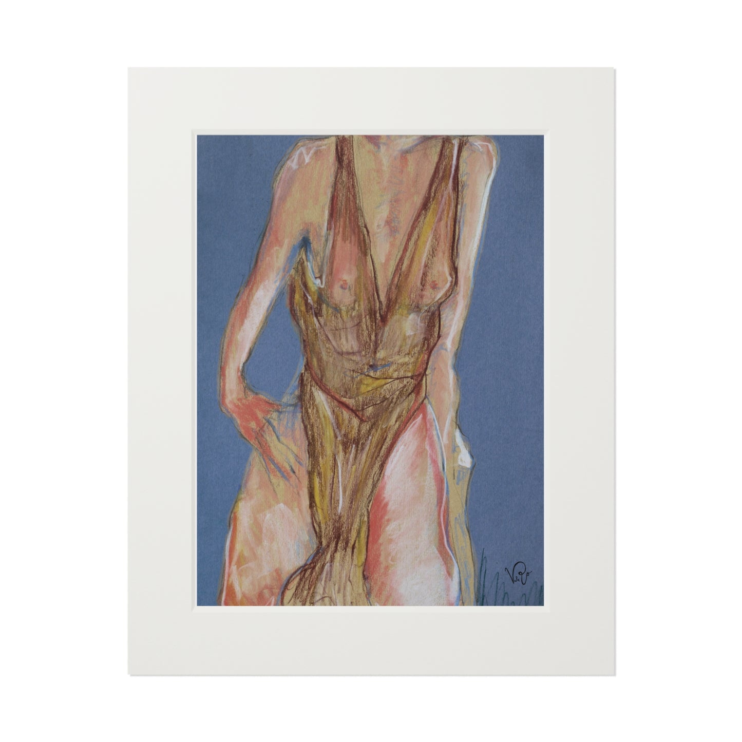 Elegant Nude Fine Art Print - Passepartout Framed Artwork for Home Decor