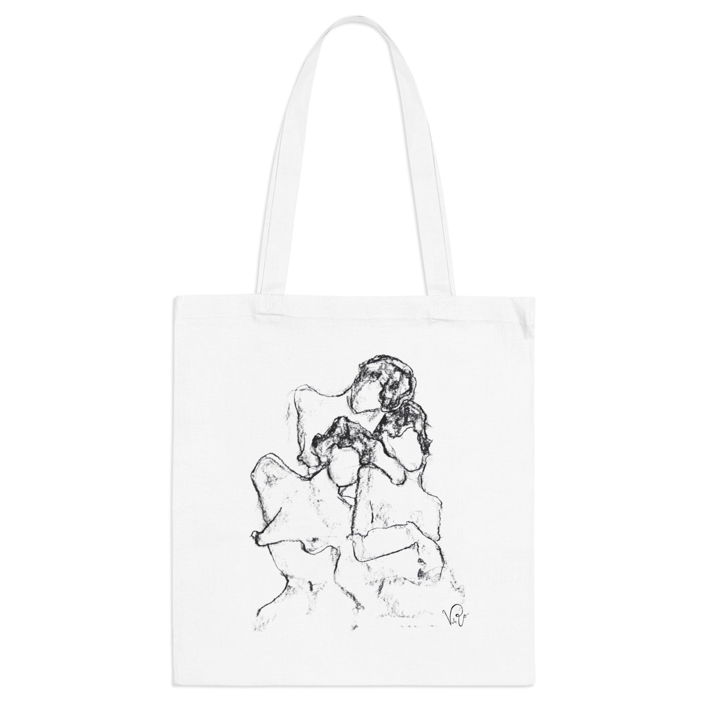 Sisters – Artistic Tote Bag with Expressive Line Drawing