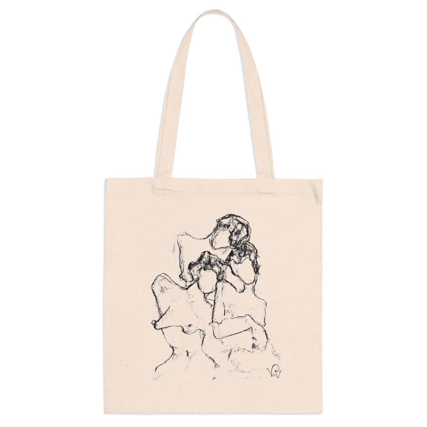 Sisters – Artistic Tote Bag with Expressive Line Drawing