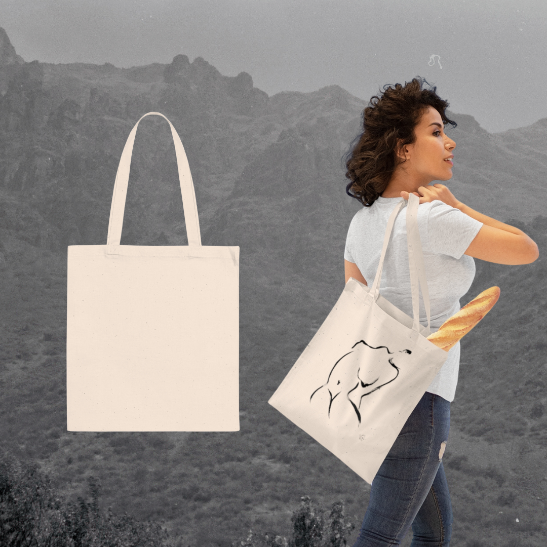 Embrace- Artistic Female Figure Tote Bag - Minimal Nude Line Drawing