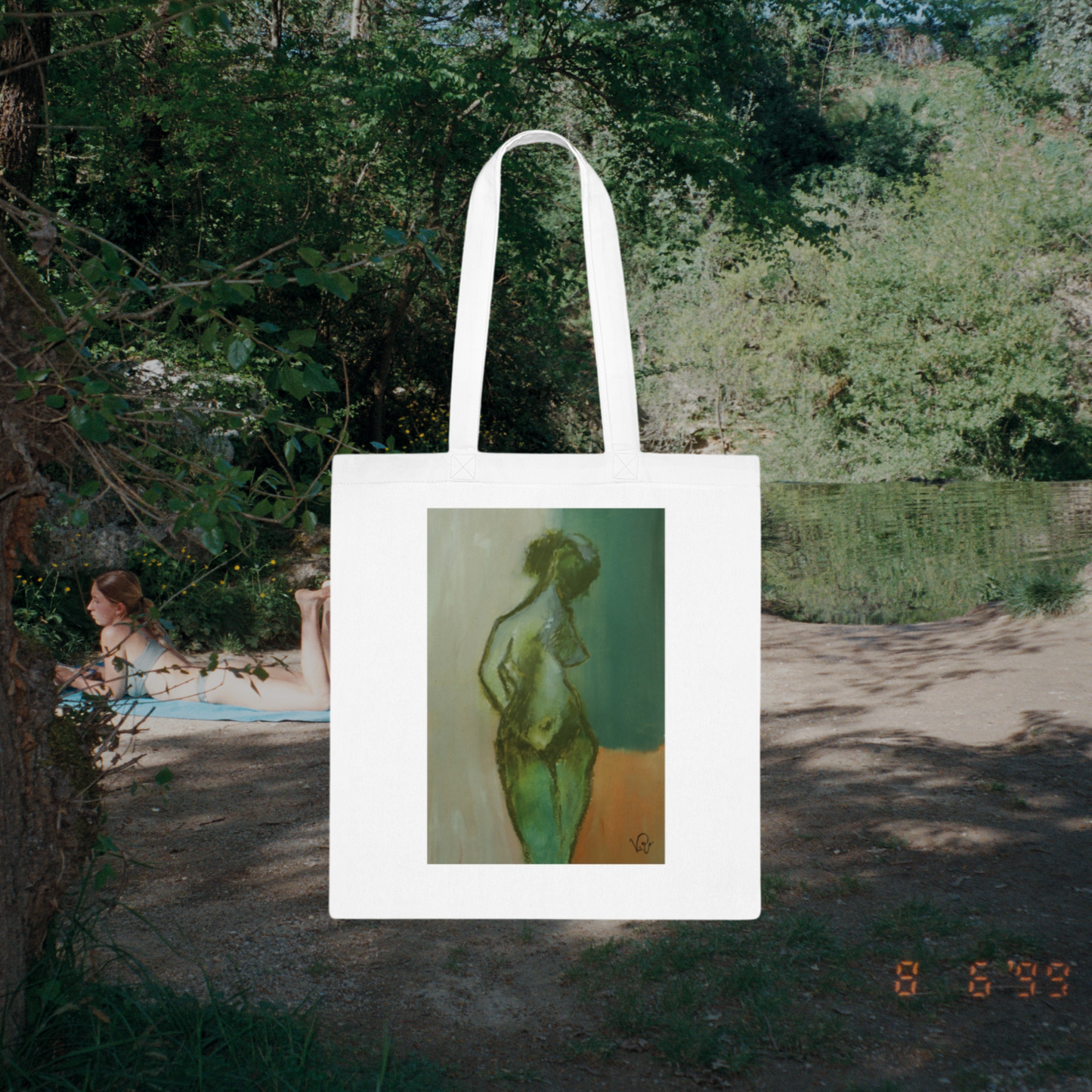 Green Sorbet | Artistic Tote Bag - Female Figure Fine Art