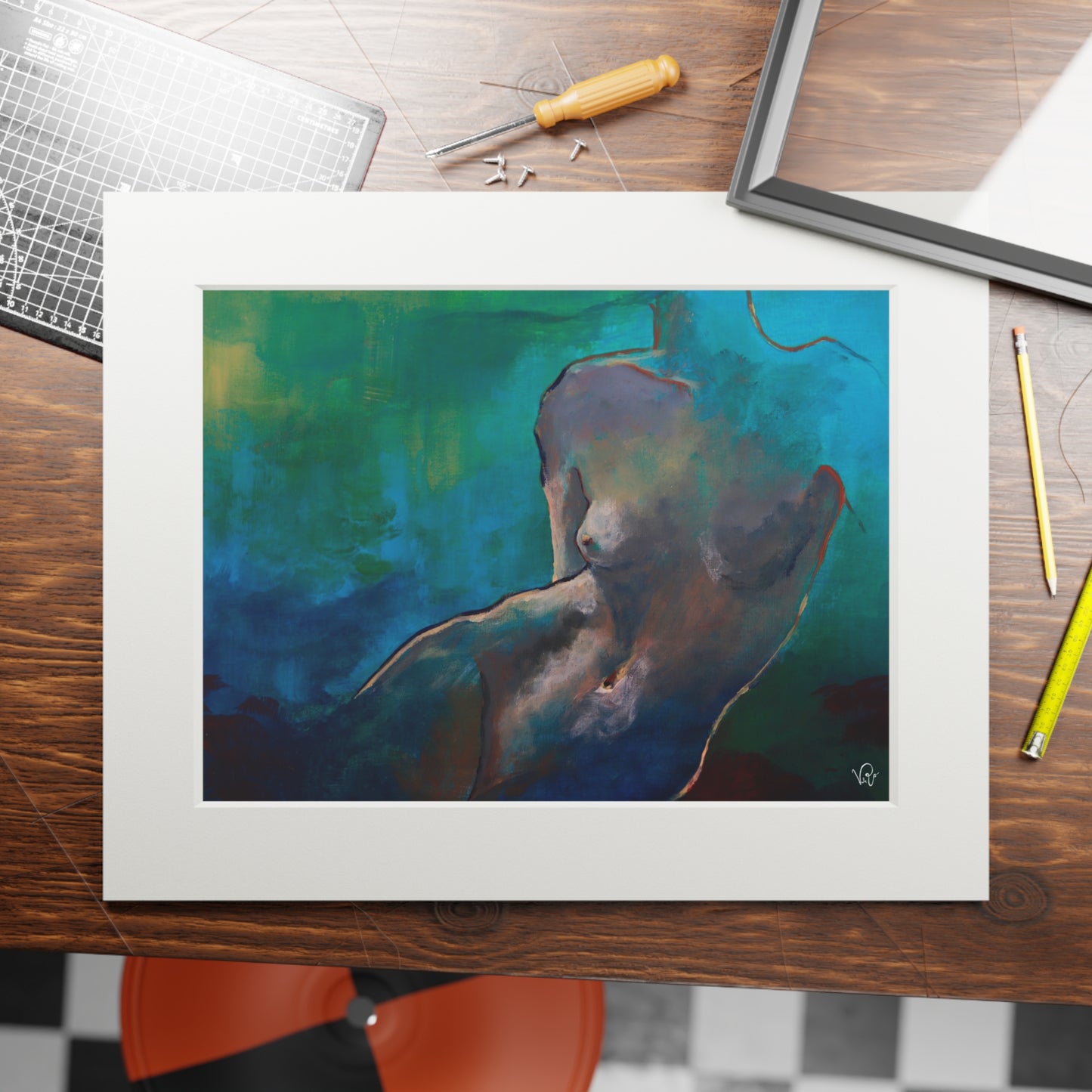 Under Water-  Fine Art Print of Original Female Figure Painting