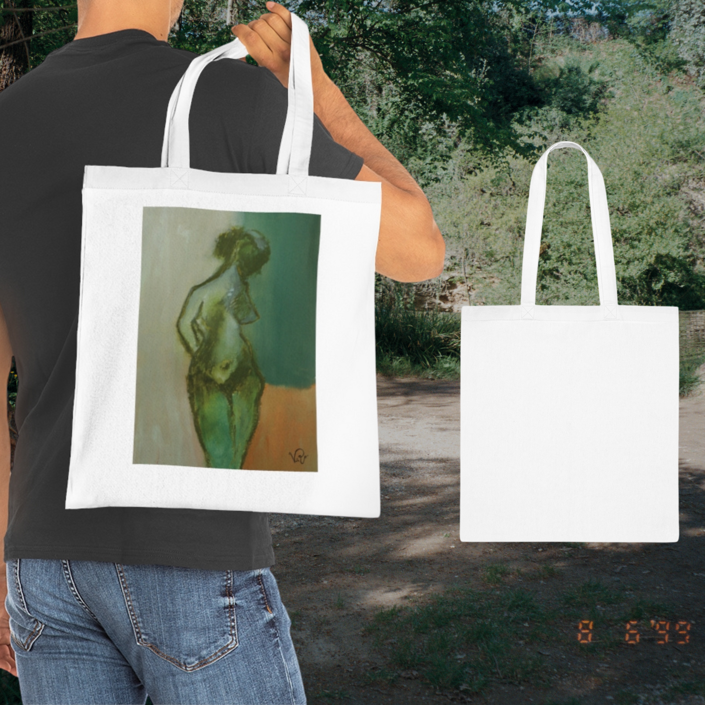 Green Sorbet | Artistic Tote Bag - Female Figure Fine Art