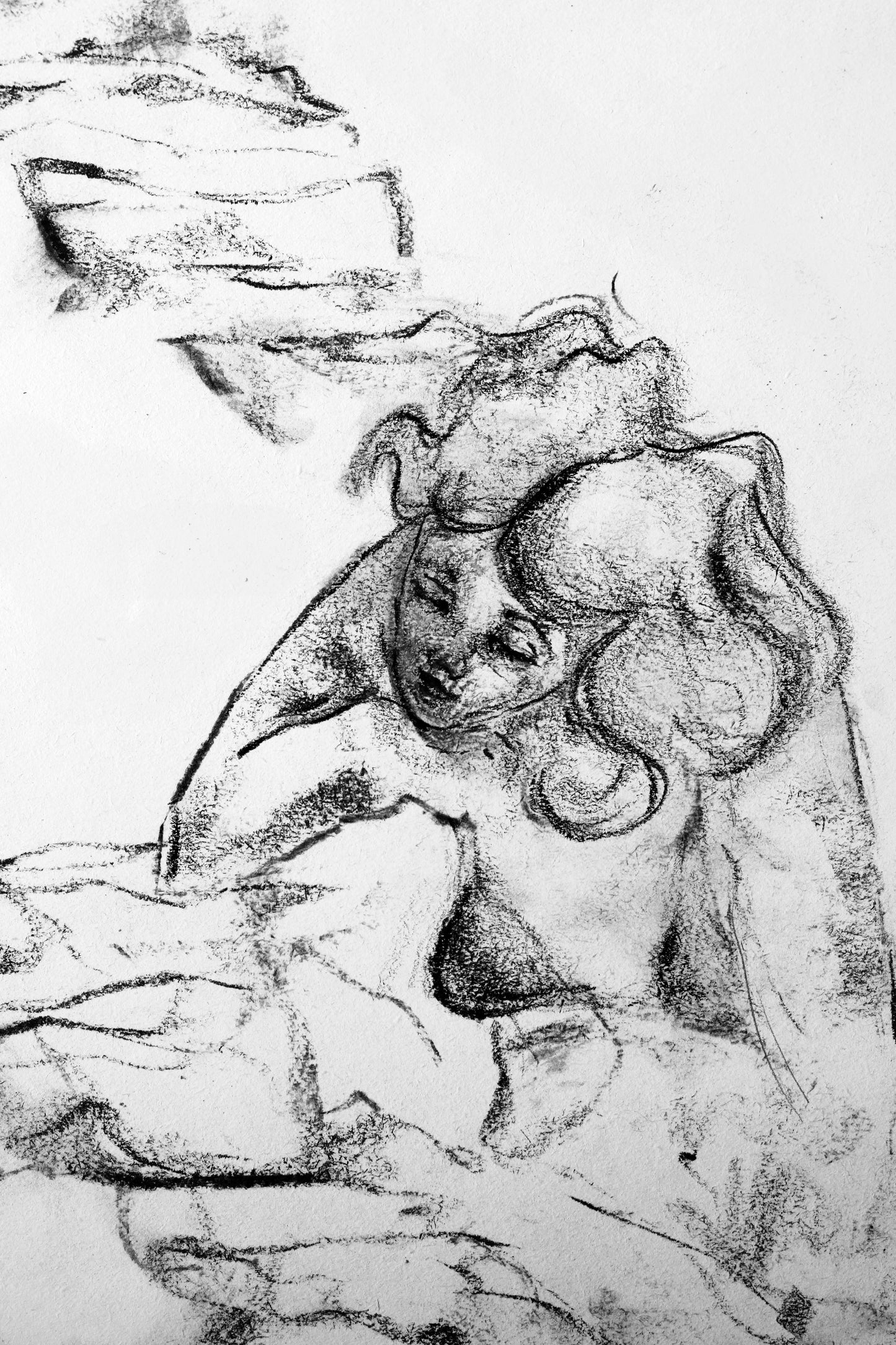 Laying Down | Charcoal Original Drawing